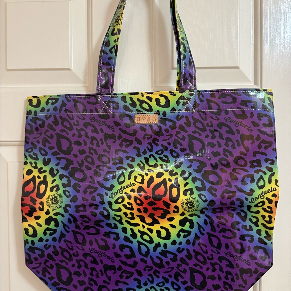 Consuela Purple and Yellow Leopard Print Tote